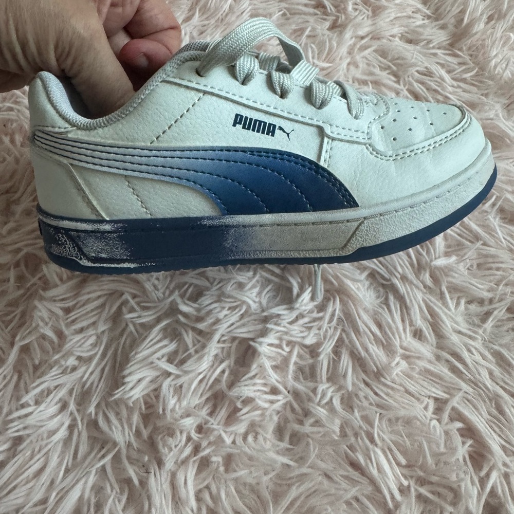 Puma White and Blue Classic Sneakers